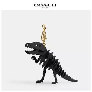 NWT COACH Large REXY Skeleton Black Glovetanned Leather Bag Charm/Keychain